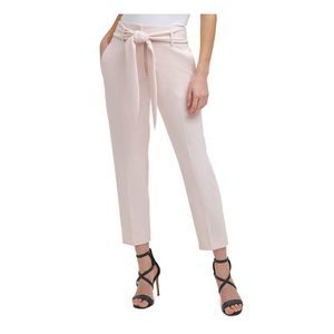 DKNY Womens Pink Belted Hook And Eye Closure Wear To Work High Waist Pants 16